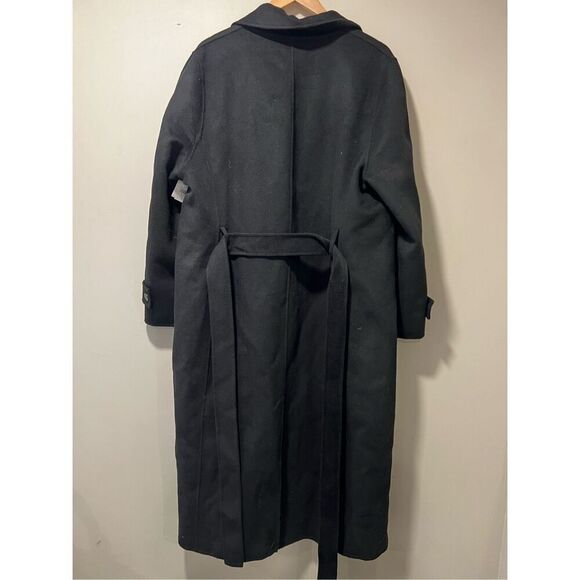 Reiss Women's Black Rich Belted Wool Blend Trench Coat Size 14 NWT - Picture 8 of 12